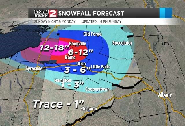 Snowfall totals Jan 10 2022